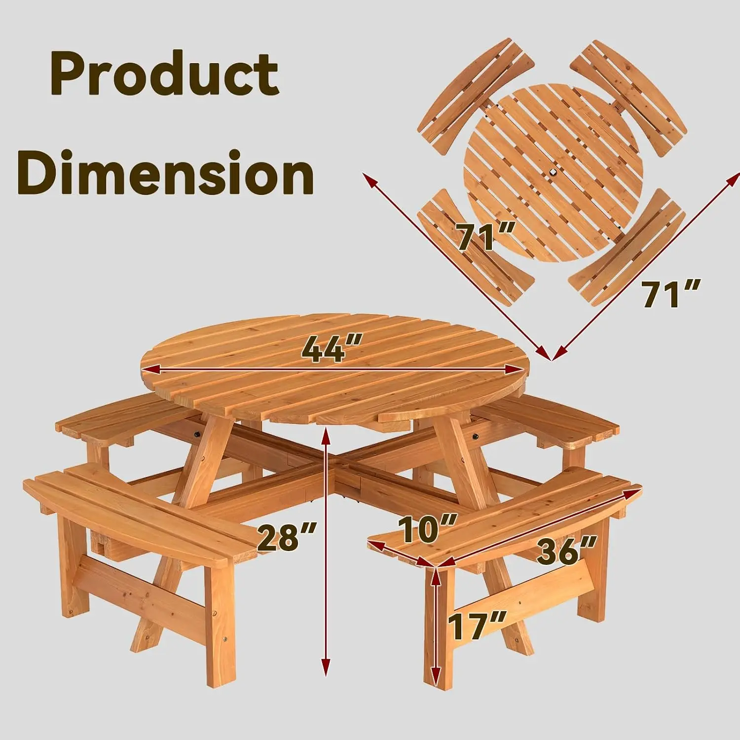 USA Stock8-Person Wood Picnic  - Outdoor Camping Usa review and price